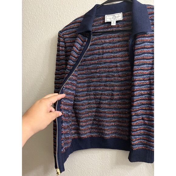 St. John Sport Striped Long Sleeve Full Zip Cardigan Jacket Size M - Picture 3 of 6